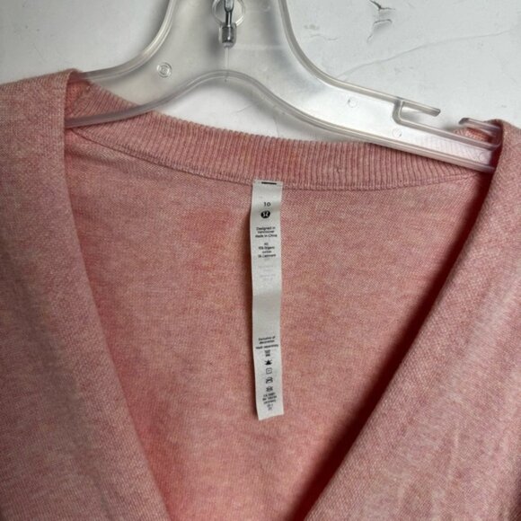 Lululemon Crossover Faux Wrap Cashmere Cotton Ribbed Sweater Top Knit Pink 10 - Picture 4 of 16
